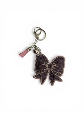 Crystal Bow Keychain with Pink Tassel